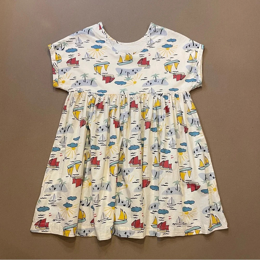 Petit Bateau Girl’s Short Sleeve Poplin Dress Size 12